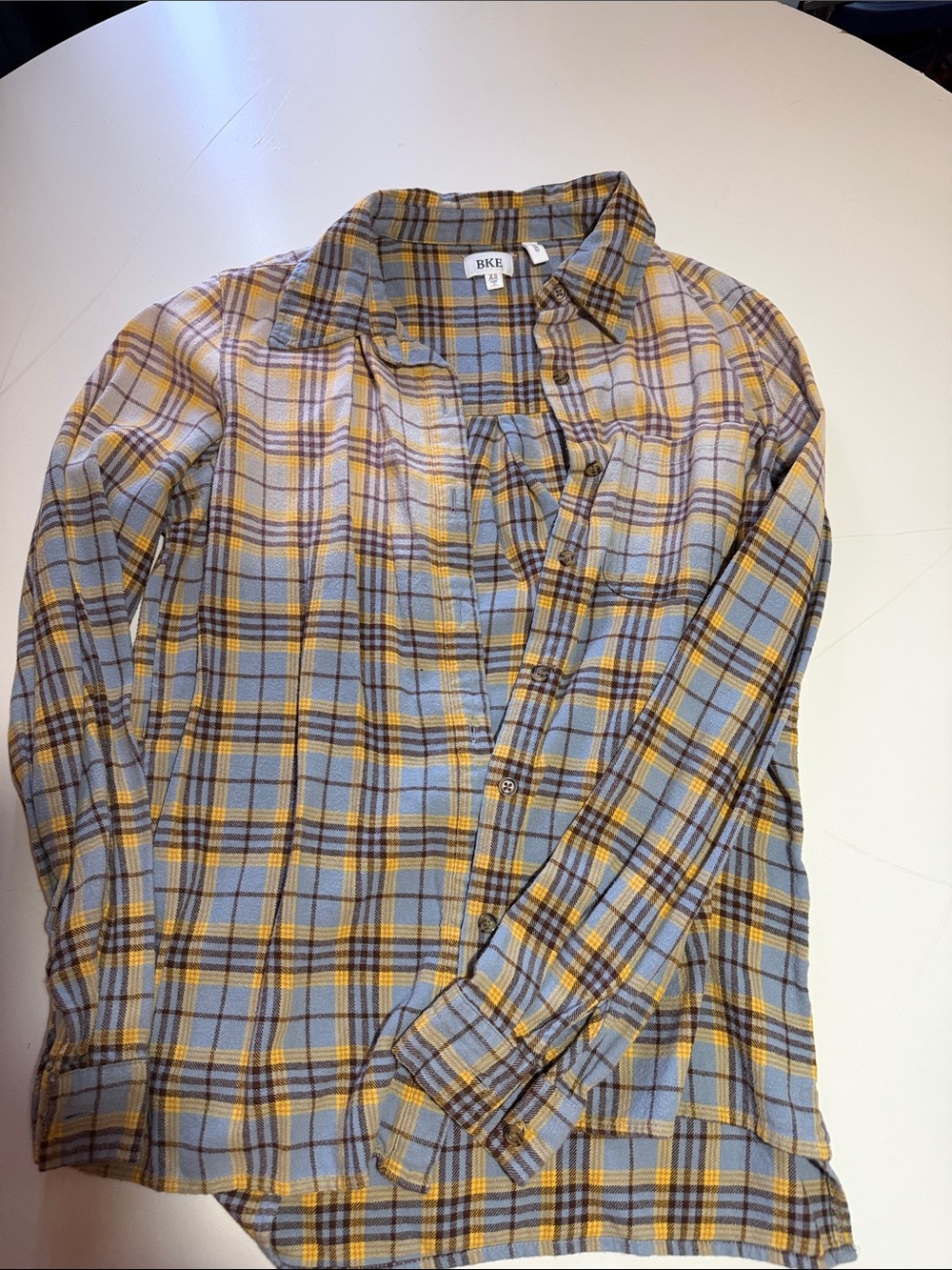 BKE Men's Light Blue & Yellow Plaid Button-Down Shirt